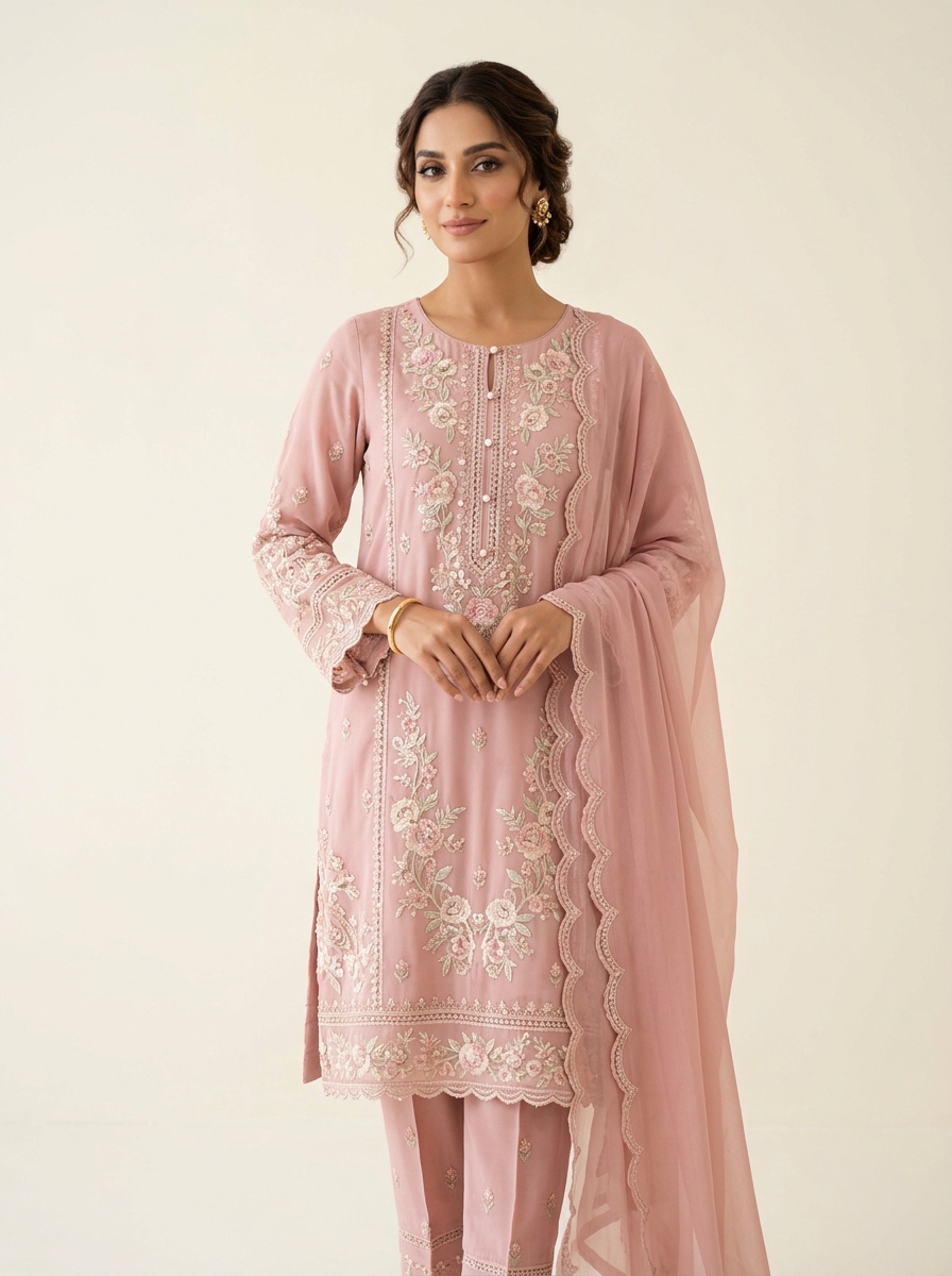 Premium Embroidered Chiffon Shalwar Qameez (3-Piece)