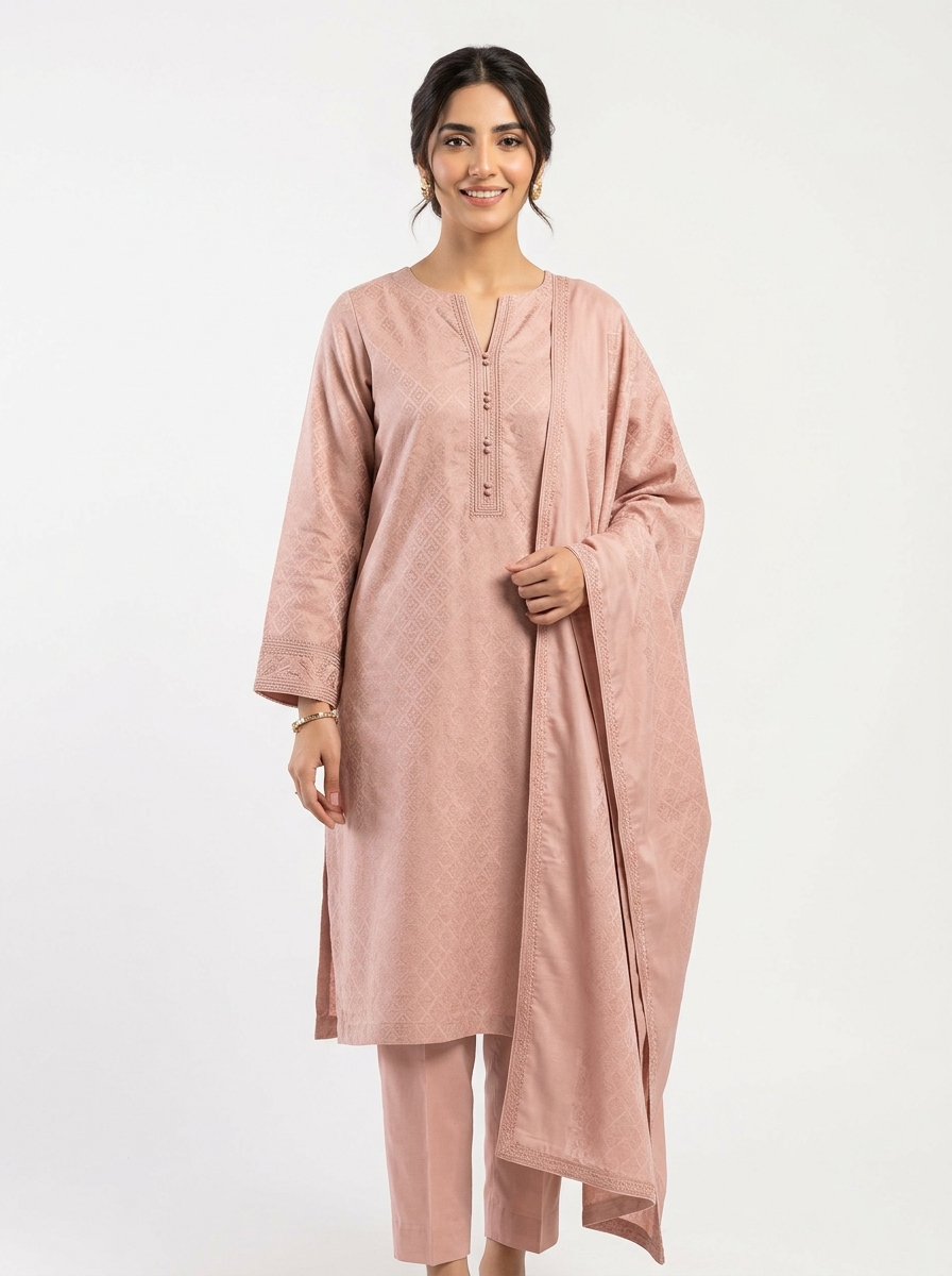 Ready-to-Wear Jacquard Kurta with Trouser